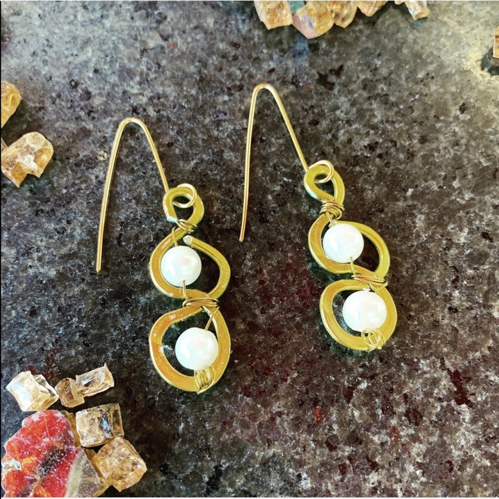 Bonnie Angela Double Hoops & Pearls Earrings